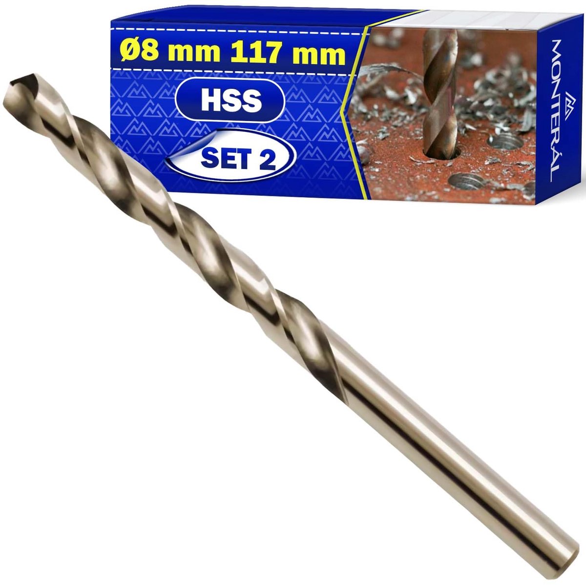 HSS boor Ø 8 mm - hardmetalen M35 - 2 stuks - voor ijzer en staal - ShopVlot