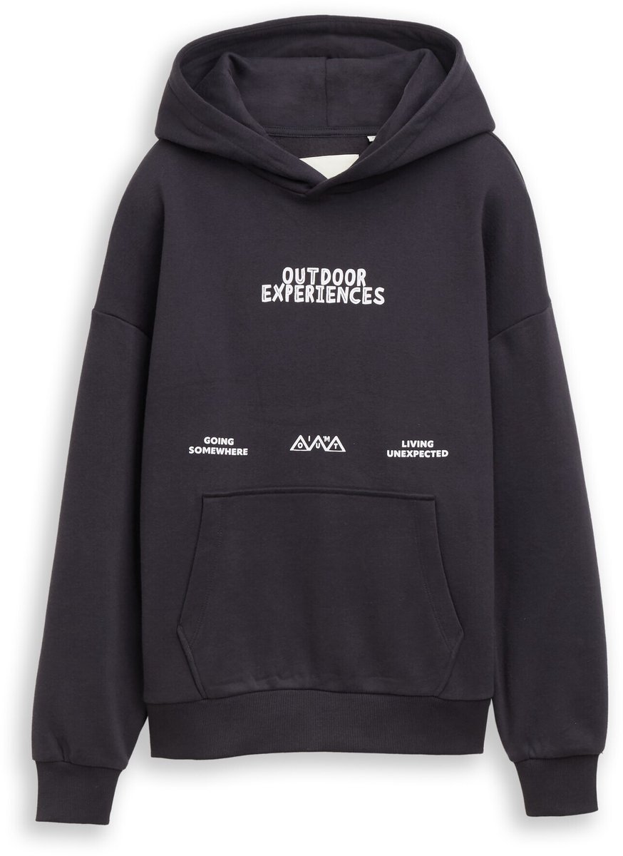 Tom Tailor - Oversized hoodie met print - Maat 176 - coal grey