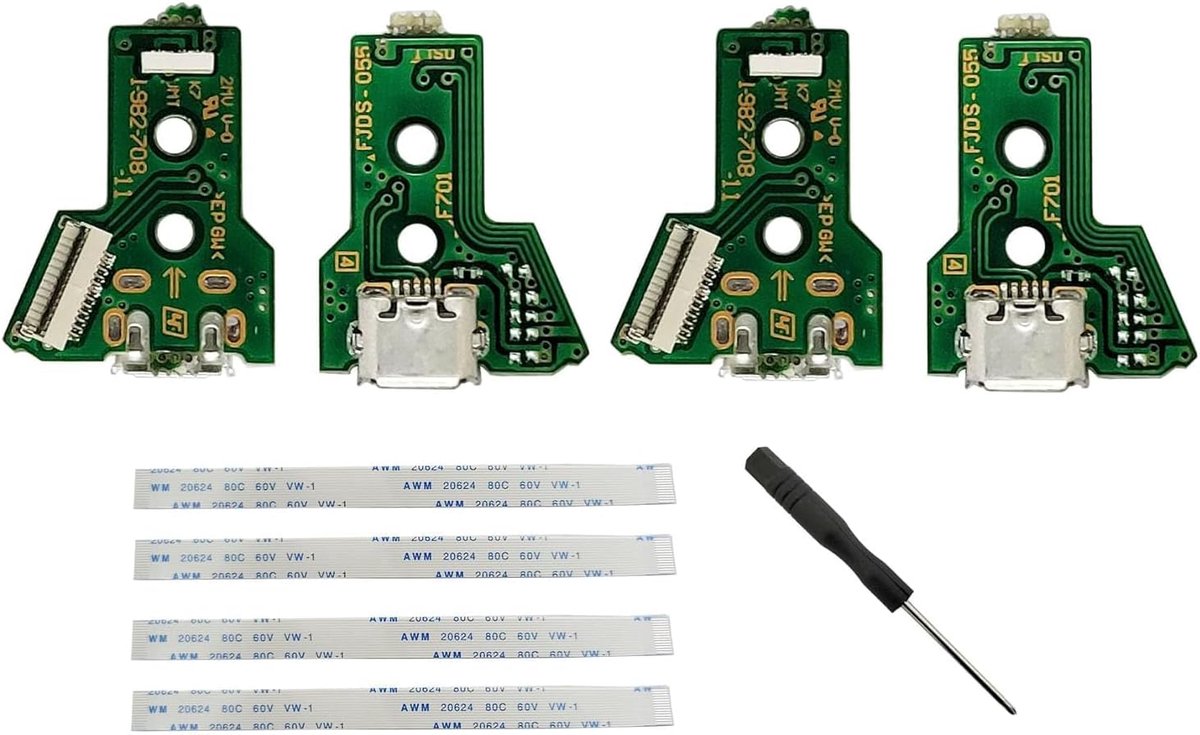 Interface Board JDS-055 - 4 Stuks - 12 Pin Ribbon Kabel - Vervangingspoort PS4 Controller - ShopVlot