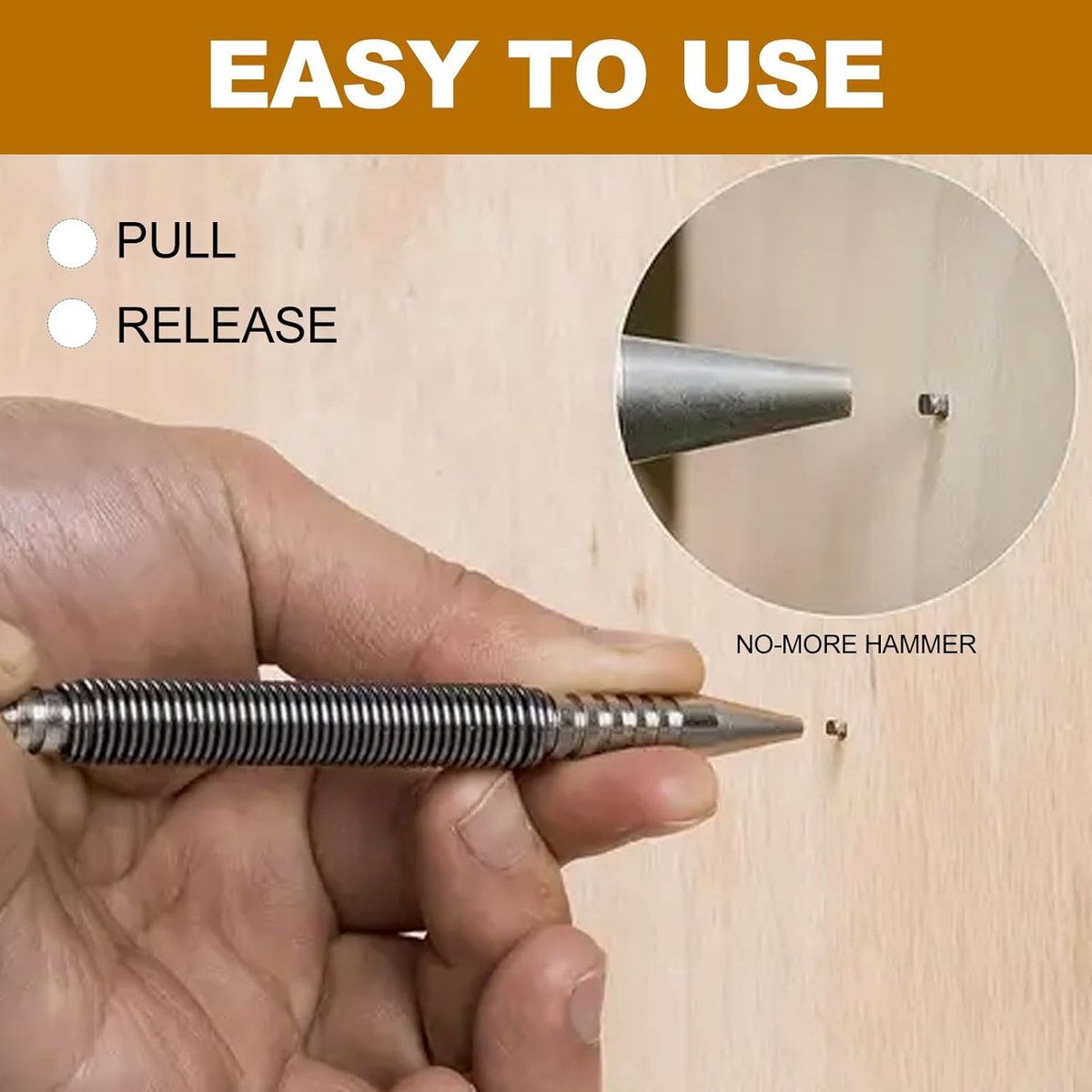 Nail setter pin set - 2-delige carbon stalen set - met veermechanisme - eenvoudig te gebruiken zonder hamer - ShopVlot