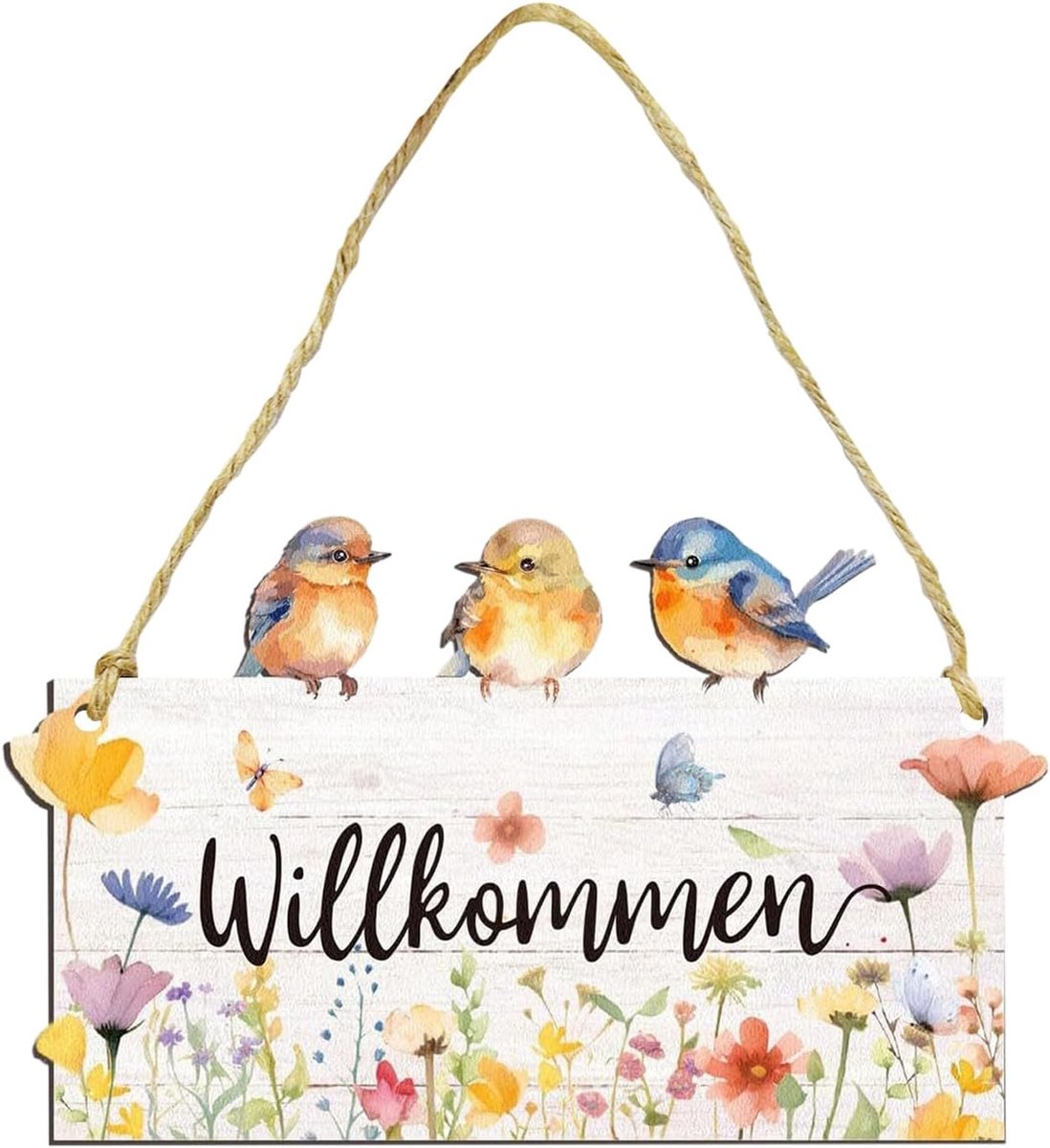 Welkomstbord voor de deur 20x12 cm - houten decoratie - persoonlijk ontwerp - perfect voor de lente - ShopVlot