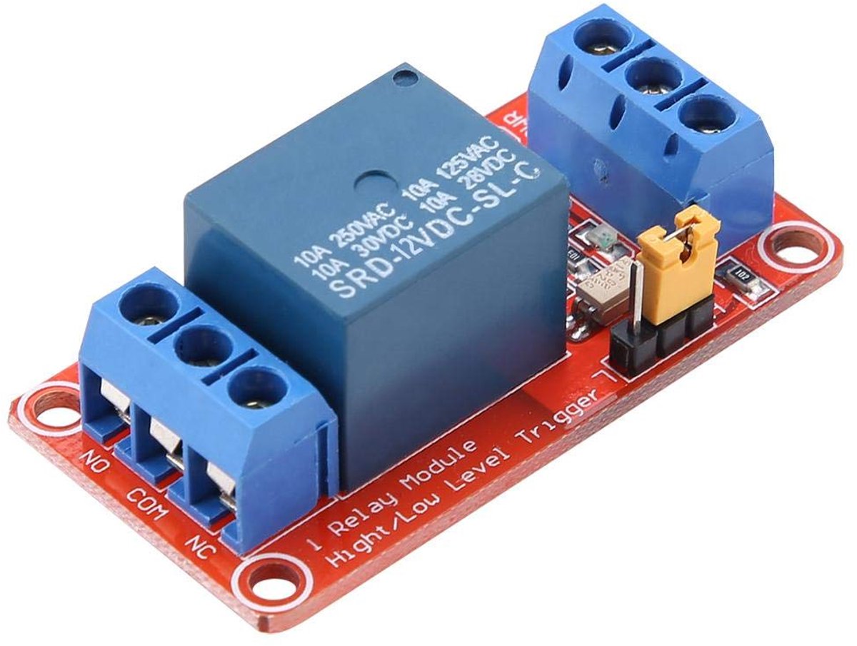 1-kanaals relaismodule - optocoupler - lage niveau trigger - voor 5v/12v/24v toepassingen - ShopVlot