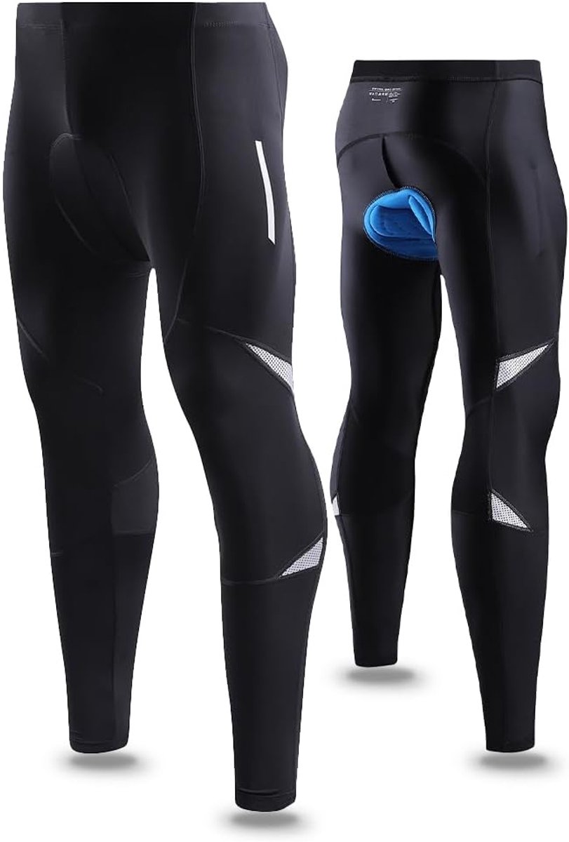 Lange Fietsbroek Voor Heren, Lang, Reflecterende Coating, Sneldrogend Ademend Elastisch, 5D-Gel Gewatteerd, Fietsen Pants Voor Mountainbike, Sport Buiten Fietsen
