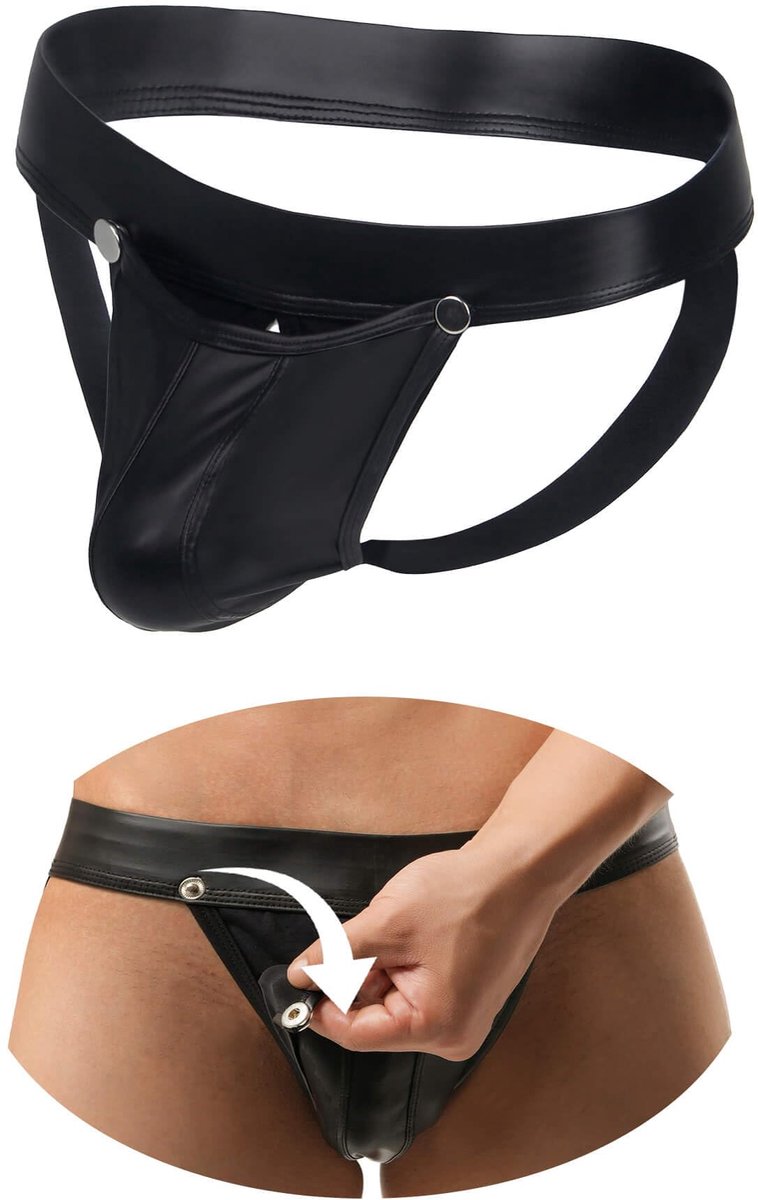 Jockstrap heren S - PU-leer - open voorkant - sexy design - SnelShoppen