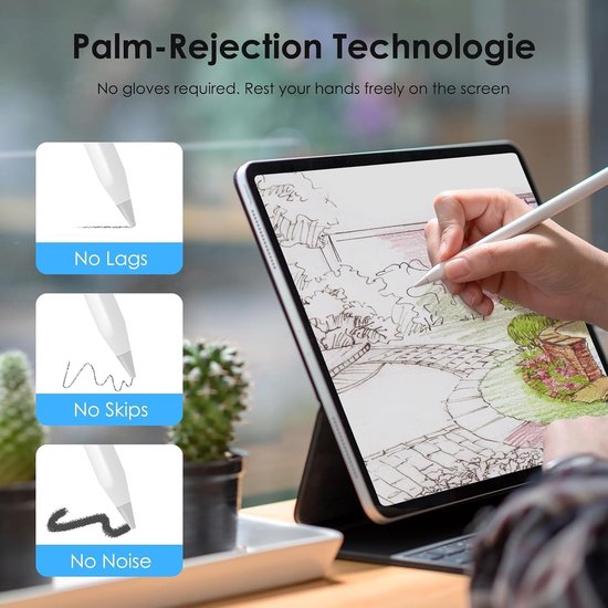 Pen voor iPad 2018-2024, stylus voor tablet met digitaal display, snel opladen, kantelgevoeligheid, compatibel met iPad 6/7/8/9/10, Air 3/4/5, Mini 5/6, Pro 11/12.9 — afbeelding 2