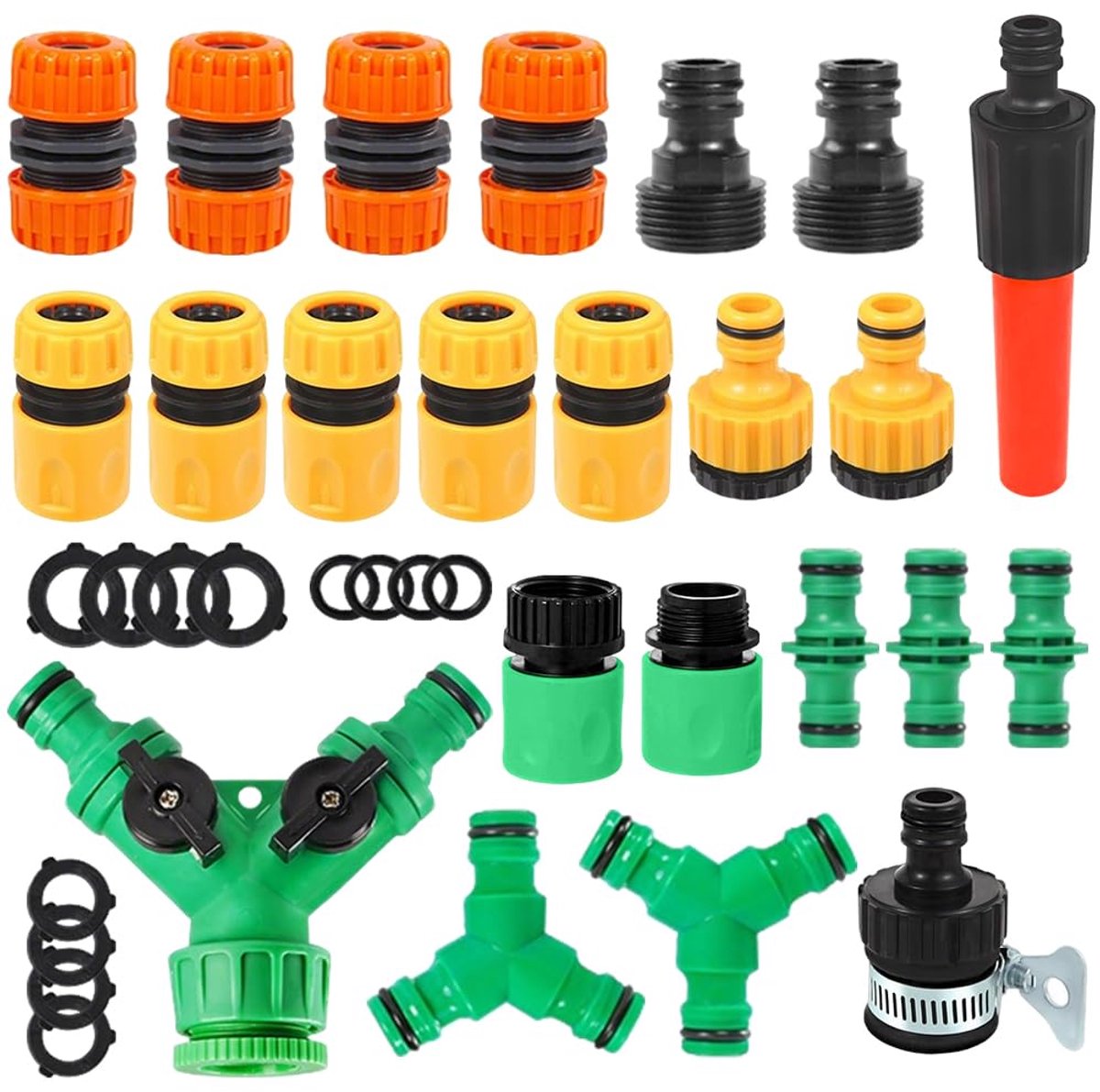 tuinslangaansluitset 35 stuks - 1/2 inch kunststof - schroefdraad - eenvoudig te verbinden - SnelShoppen