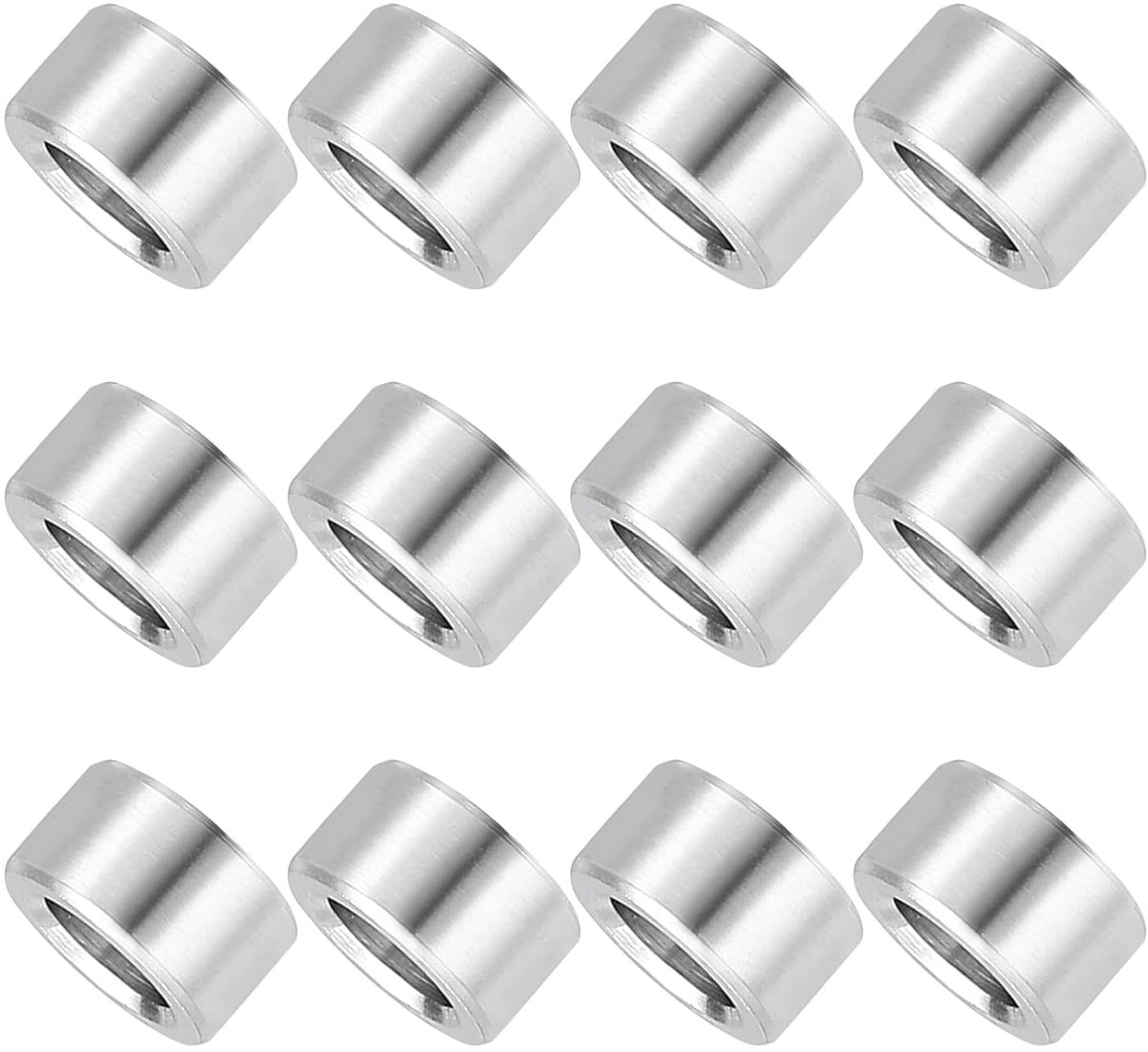 12 stuks afstandhouders van roestvrij staal, 8 mm ID x 12 mm OD x 6 mm hoogte 304 afstandhouders van niet-schroefdraad roestvrij staal voor schroeven moeren 5/16 inch M8