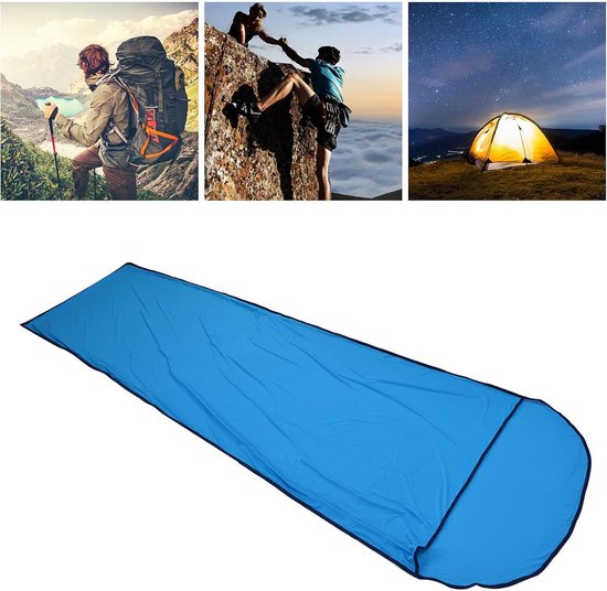 Slaapzakvoering - Reislaken Slaapzak - Reizen en Kamperen - Ultralicht en Ademend - 200x80 cm - Blauw — afbeelding 3