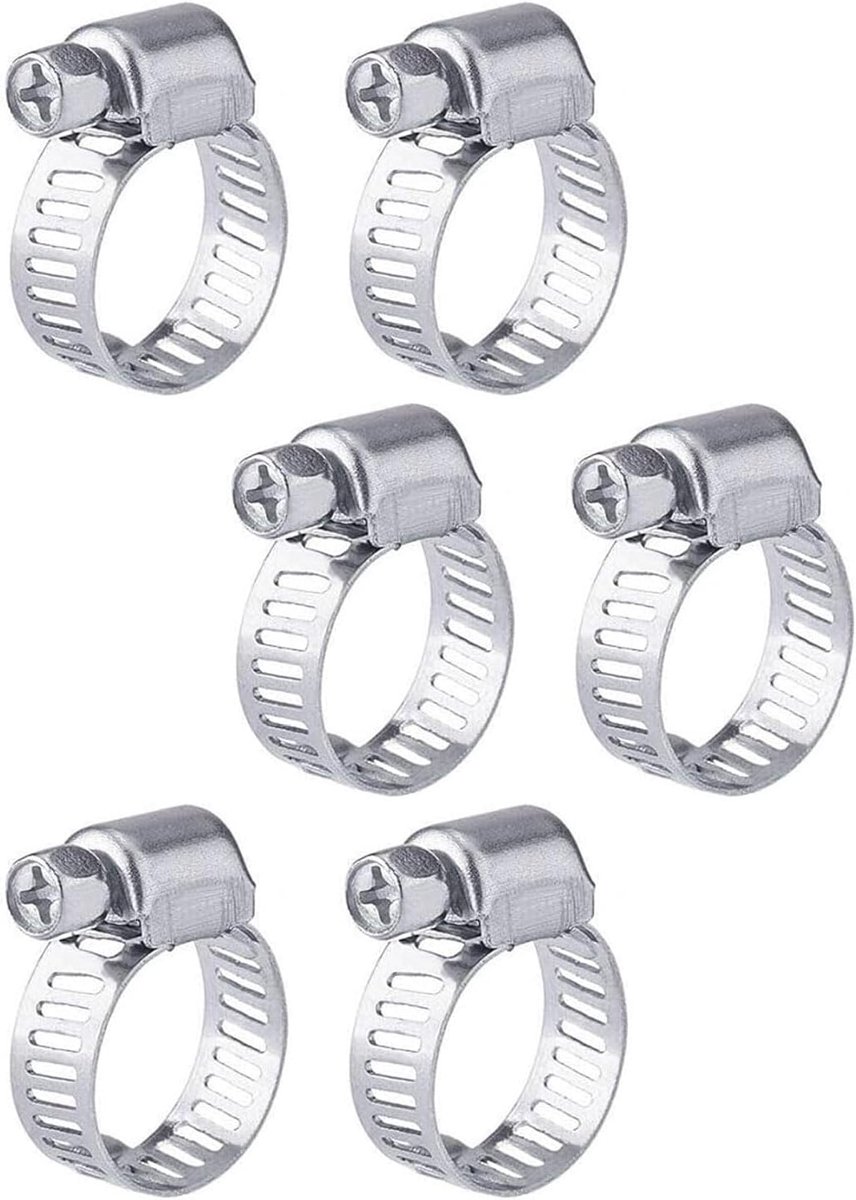 6 Stück Schlauchschellen Set, schlauchschelle,schellen,Spanningsbereik16-25 mm, Bandbreedte 9 mm,für Haus Gasbuis, Wasserbuis, Tank, Automobilbuis