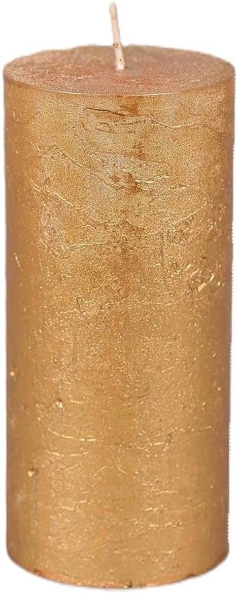 Stompkaars goud D 7 cm H 15 cm - set van 2 - elegant design - sfeervolle verlichting - SnelShoppen