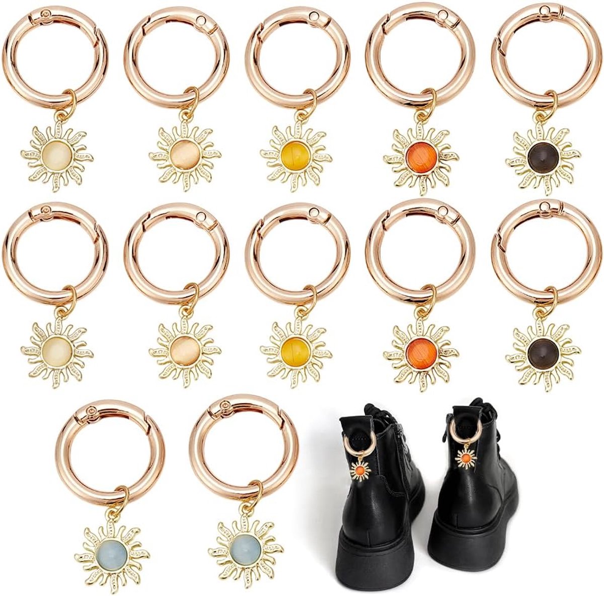 12 Stks 6 Stijlen Zon Schoenen Charm 48Mm Legering Schoenen Charms Boot Schoen Charms Met Legering Lente Gate Ringen Gouden Voor Boot Tas Portemonnee Vintage Decor, legering