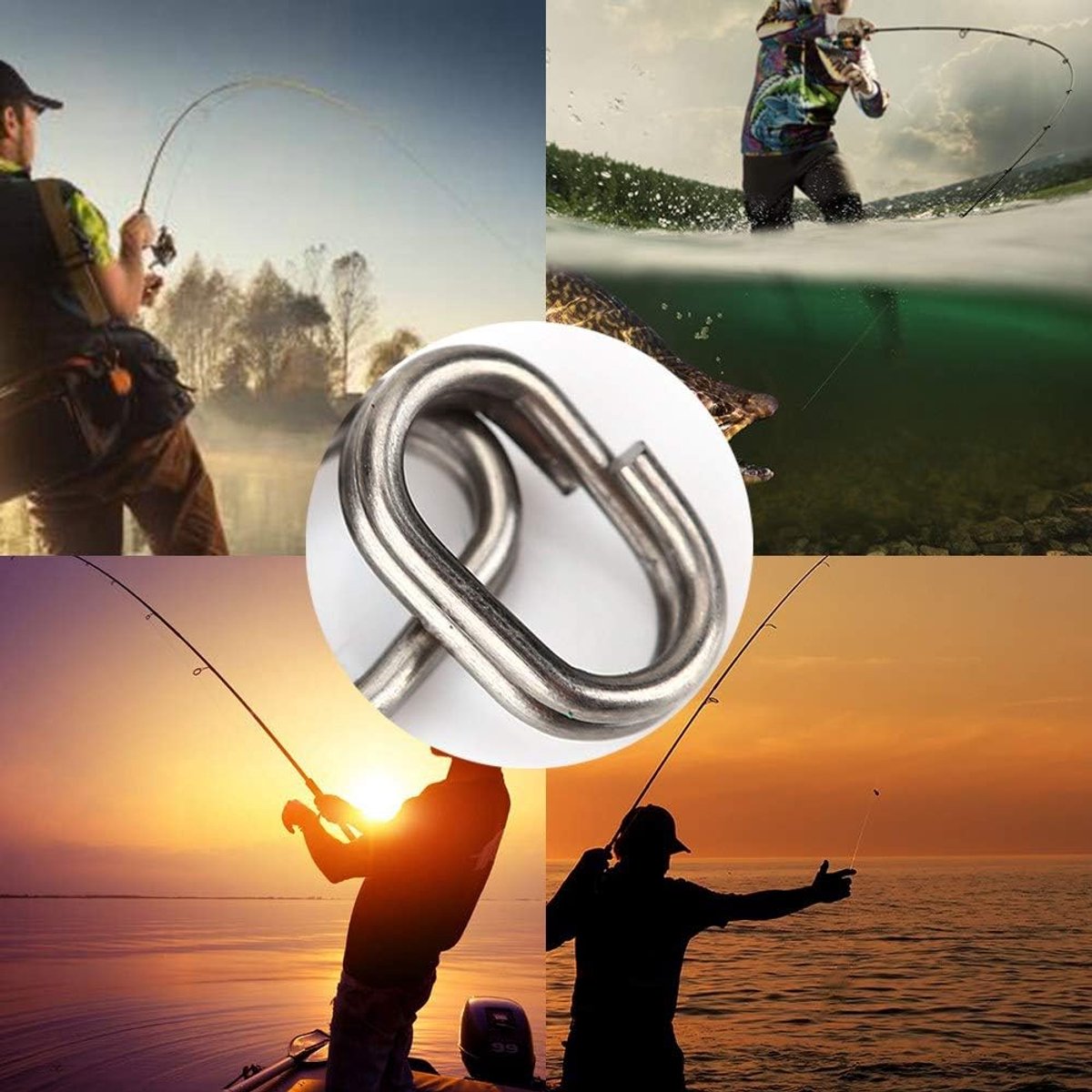 100-delig/pakket roestvrij staal ovaal splitringen Swivel Snap karper visapparaat stekker, krullend hengelapparaat, roestvrij staal visapparaat ring