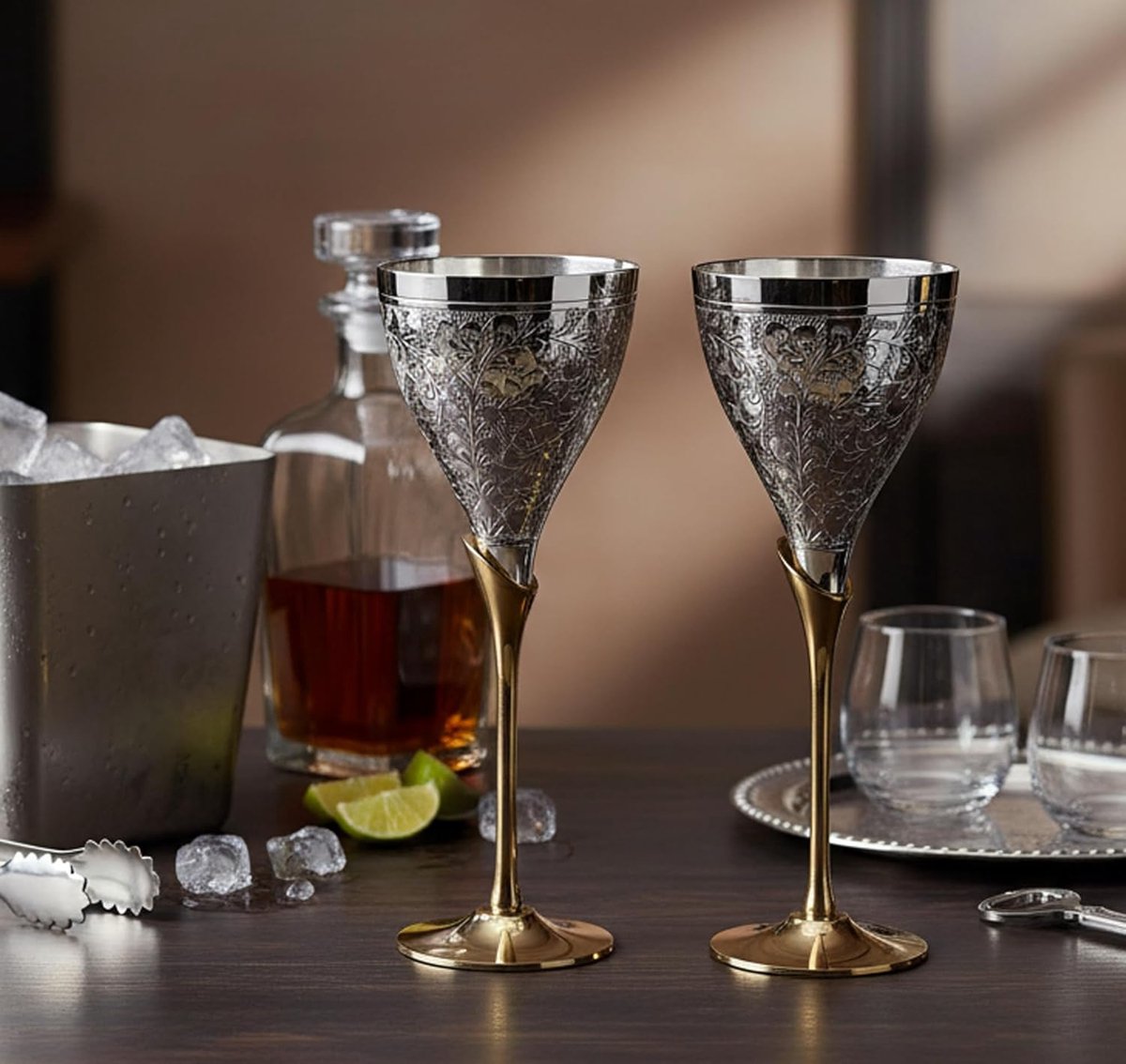 Champagneglazen fluiten coupes wijnglas set (zilver dik)