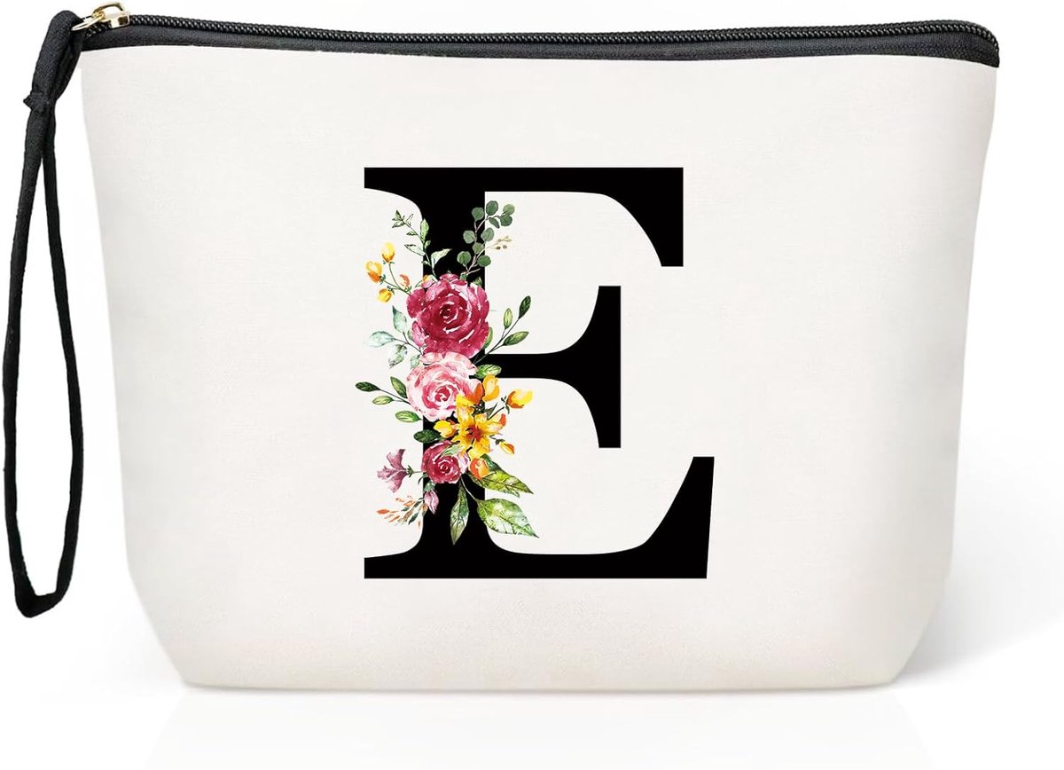 Make-uptas, make-uptas voor dames, canvas reistas, verjaardagscadeau voor vrouwen en moeder, cadeaus voor vriendinnen, bruid en bruidsmeisjes, E