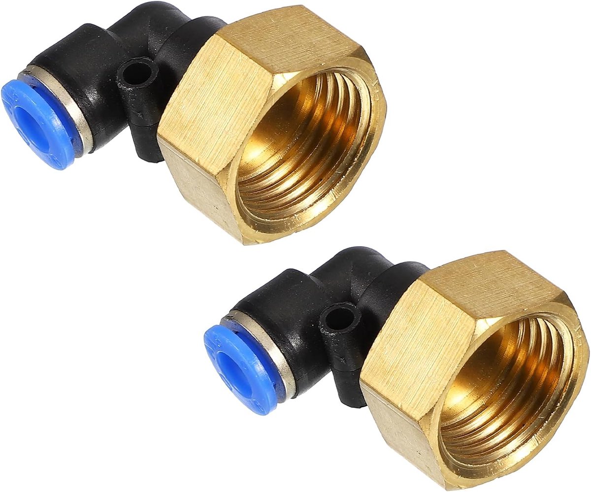 1/2 "Push to Connect Fitting, 2 Pack PT binnendraad 90 graden aansluiten 6 mm buizenelleboog en rechte combinatie luchtbuisfitting pneumatische snelkoppelingsadapter, blauw