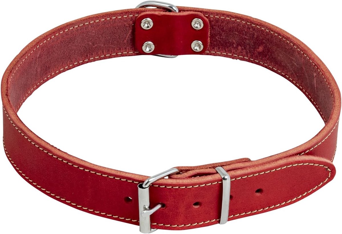 And Vanilla - Hondenhalsband van vet leer - robuust, duurzaam, gemakkelijk te onderhouden, zacht en aangenaam gevoel - moderne look - kleur rood, afmetingen 10 mm x 25 cm