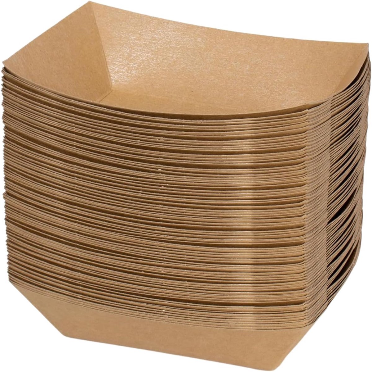 100 stuks voedseldienbladen van kraftpapier, 20 x 12,5 cm, vingerfood schepen met biologische coating, wegwerpdienblad, frietschalen, picknickdozen, waterdicht, kartonnen schalen