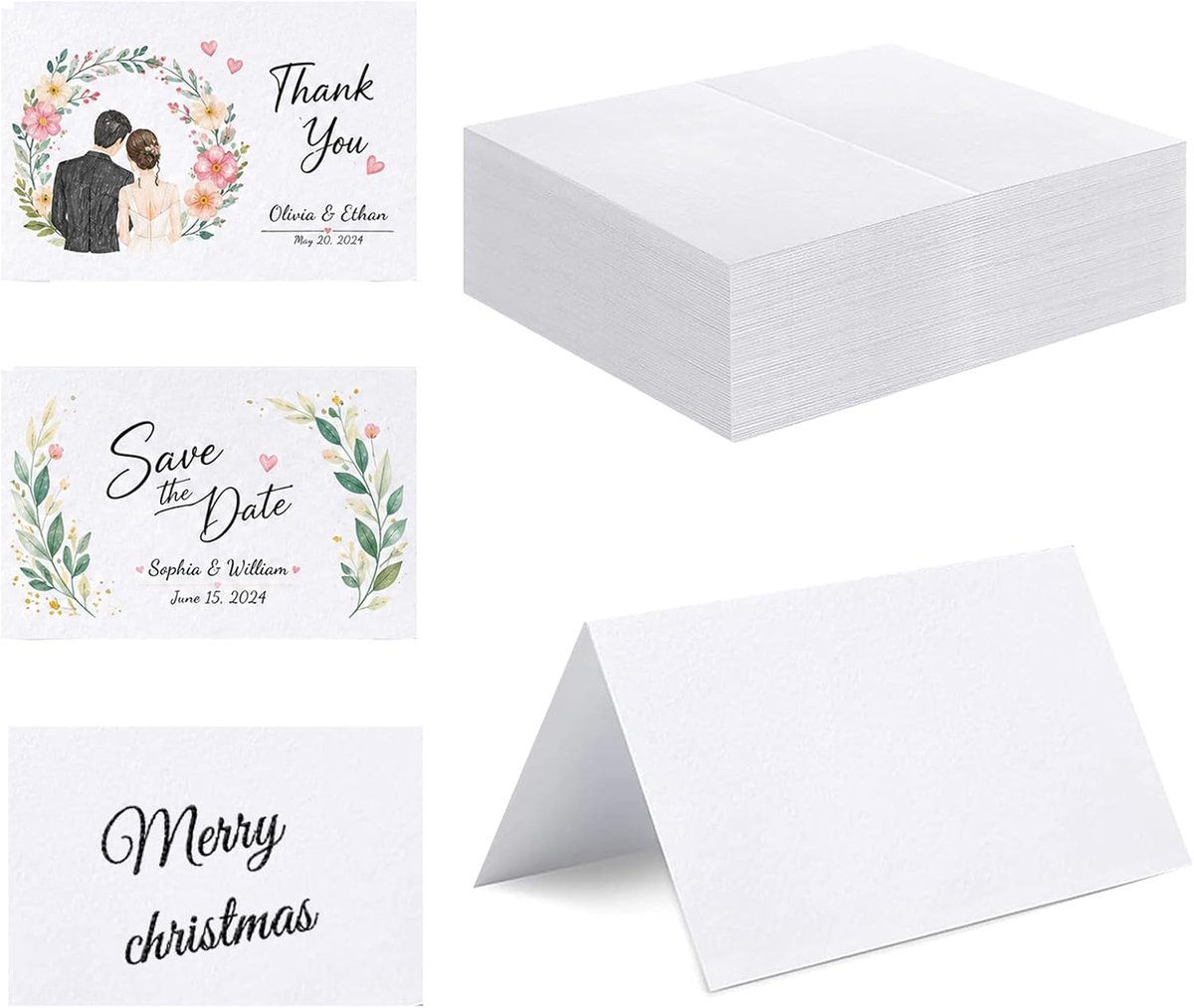 50 stuks plaatskaarten, 10 x 9 cm, naamkaarten, tafelkaarten, wit | Leeg opvouwbaar karton voor bruiloft, verjaardag, doop, communie, festival, feest, receptie, buffet, tafelnummer, decoratie