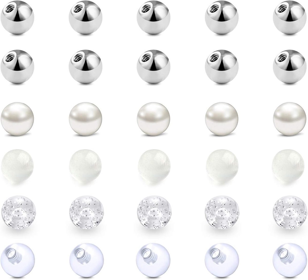 Piercing vervangende ballen 1,2 mm roestvrij staal acryl ballen set 3mm voor 16G Lip Labert Bars