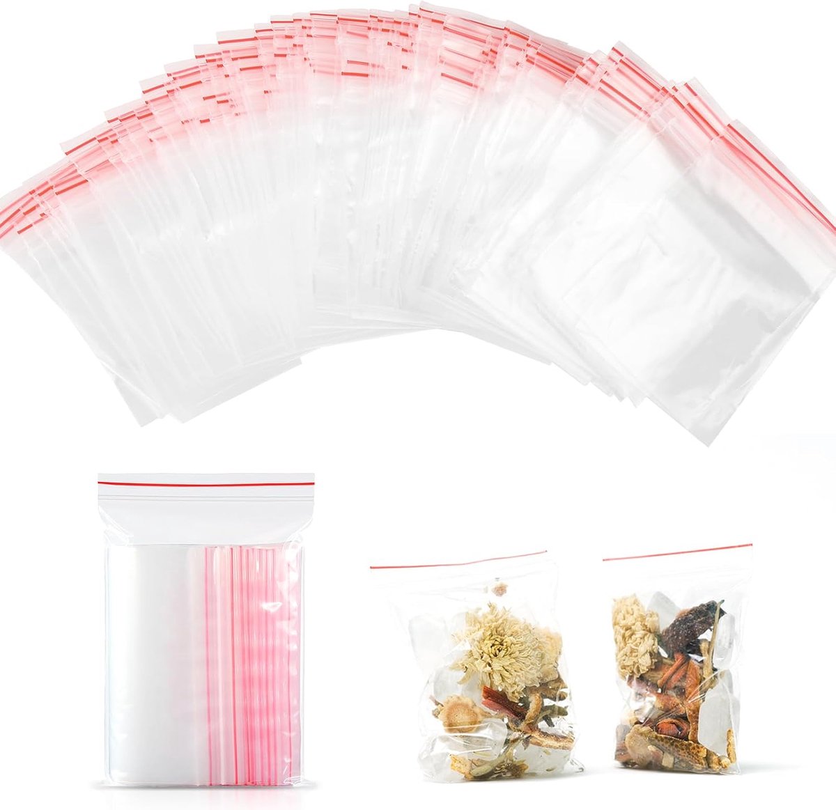 1000 stuks ritszakken (4 cm x 6 cm), druksluitzakken van transparante kunststof, kleine plastic zakken voor zoetwaren, chocolade, lolly's, diepvriesproducten, granen en gedroogde vruchten