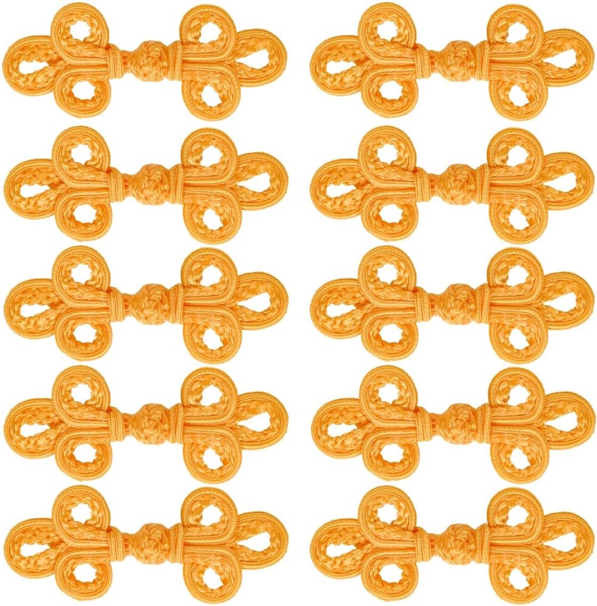 10Pcs 13.5Cm Donker Oranje Chinese Sluiting Knoop Knopen Borduurwerk Kikker Knopen Nylon Handgemaakte Bloemvorm Vintage Knop Voor Naaien Maken Cheongsam Tang Accessoires Kostuum Decor Diy