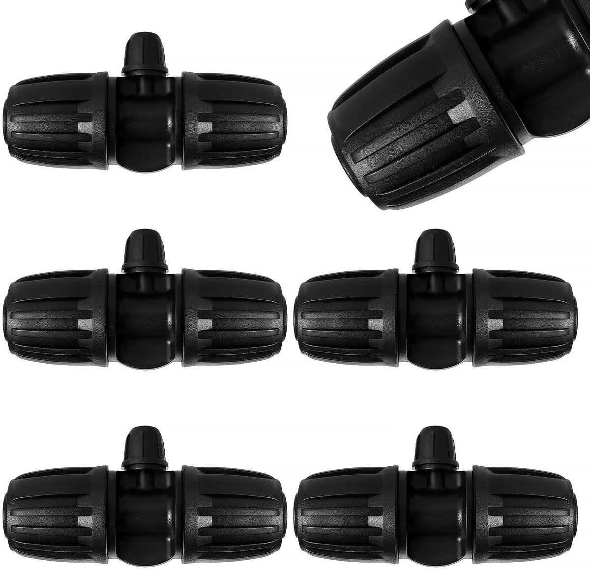 5 Stuks Barbed Tee Connector voor Druppelirrigatie, 3-Weg Anti-Drop 15/20 mm tot 4/7 mm Irrigatie Buis Fitting, Barbed Tee Irrigatie Buis voor Gazon, Landbouwbedrijf, Tuin