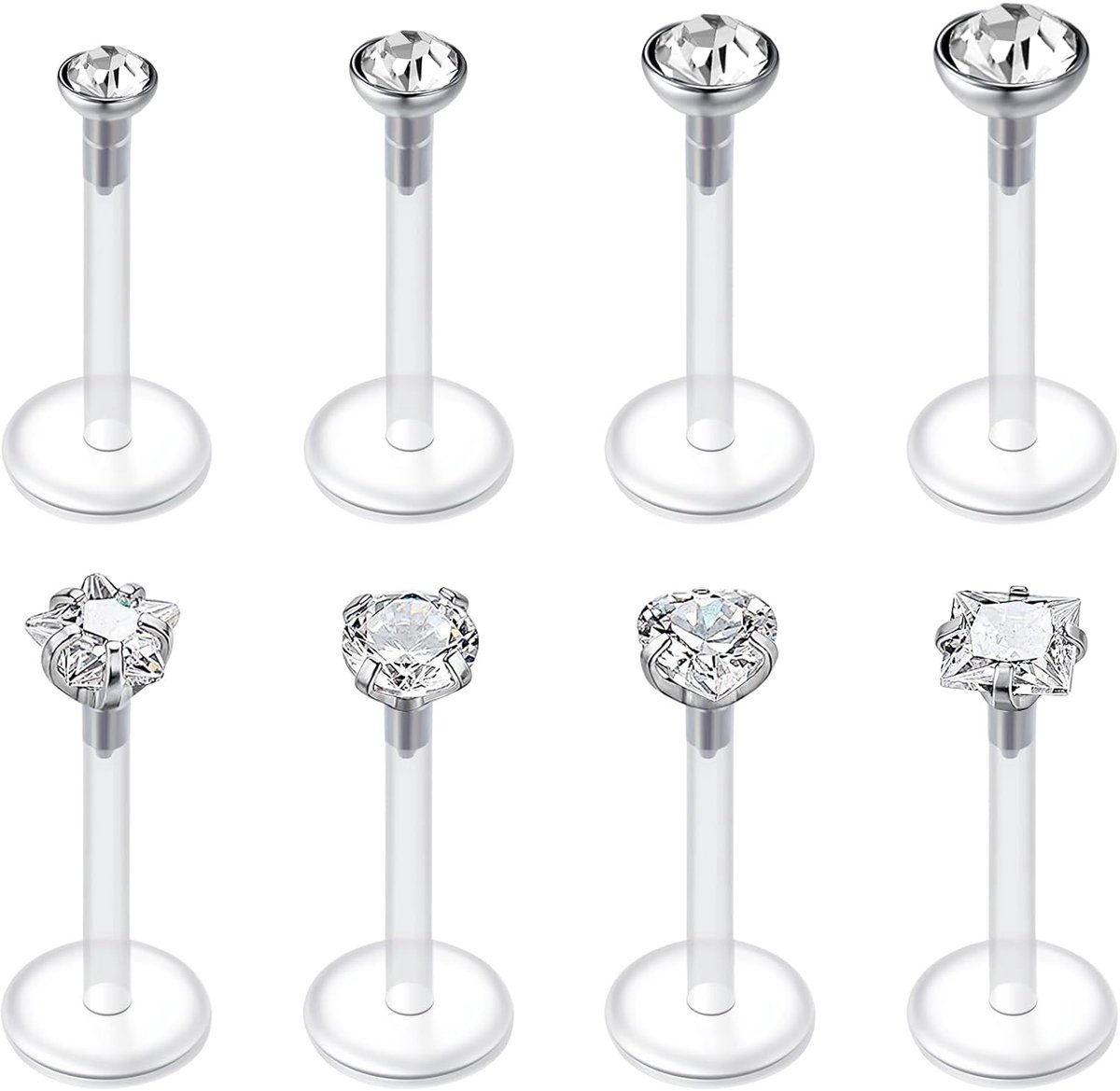 16G Clear Oorbellen Studs 6mm 8mm 10mm 12mm Plastic Lip Bar Oorbellen voor School UV Flexibele Acryl Clear Piercing Retainers Helix Kraakbeen Tragus Labret Piercing Sieraden