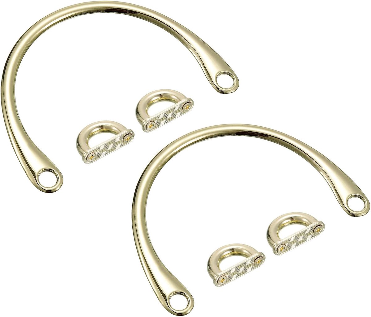 sourcing map 2 stuks halfronde handtas-handgrepen, 11,7 cm (4,8 inch), metalen portemonnee-grepen, clutch-tas-handgrepen, vervanging voor portemonnee-productie, goudkleurig