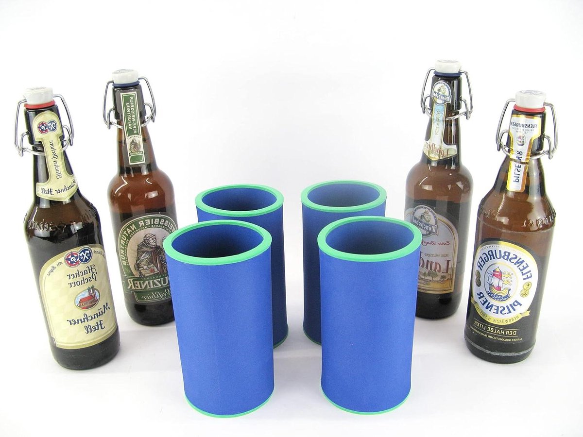 Drankkoelers Set - Bierkoeler Fles - Dranken Koel Houden - Extra Dik Neopreen - Set van 4 - Blauw