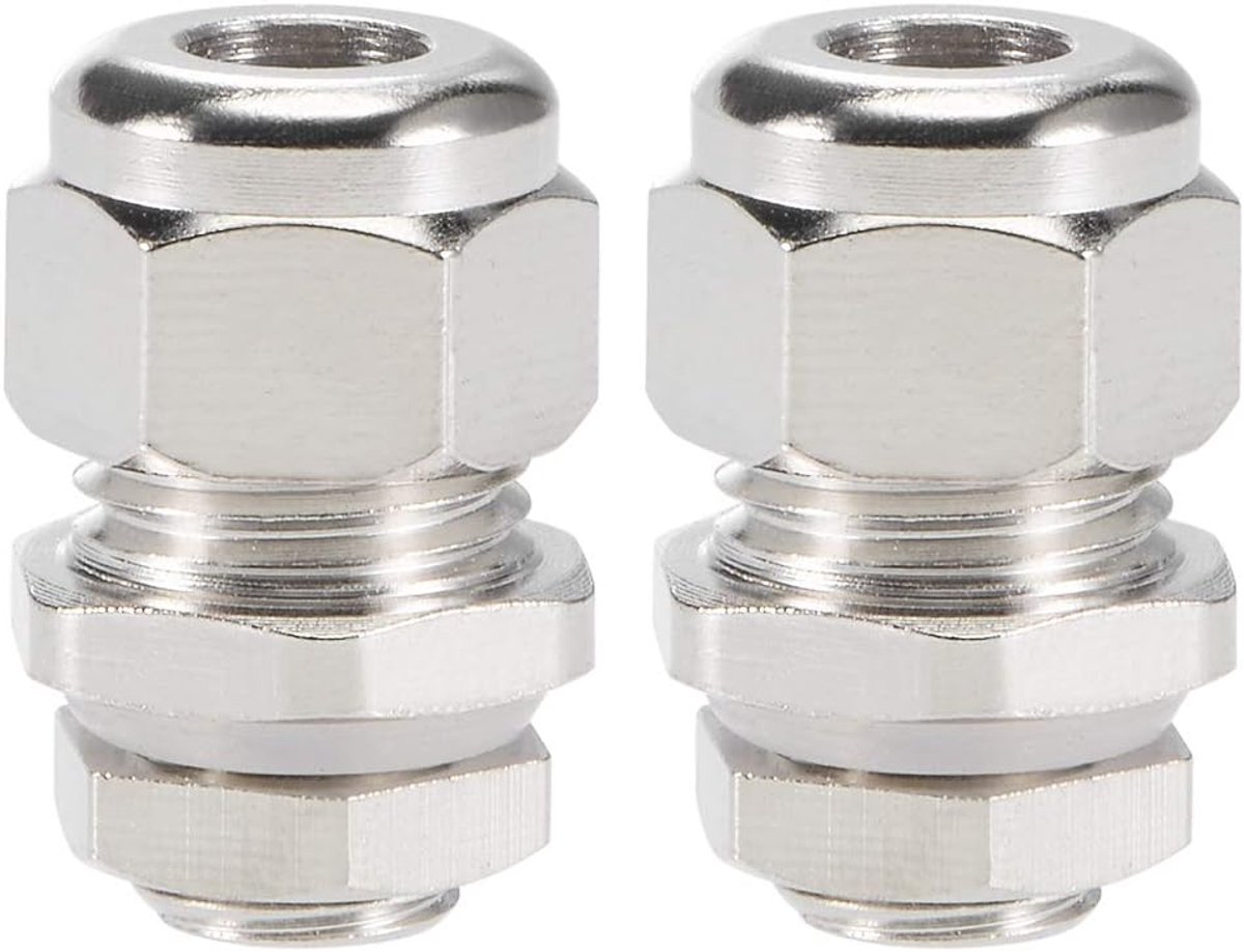 Sourcing map 2 stk.5mm-7mm M8x1,25 kabelwartels metalen verbinding instelbare contramoer met sluitring