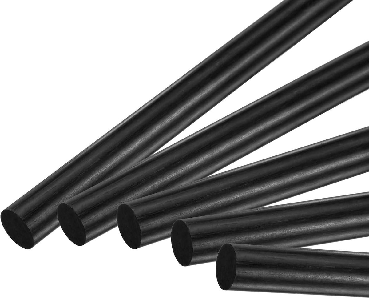 5 staven van koolstofvezel, lengte 200 mm, diameter 8 mm, massieve staaf van koolstofvezel, voor RC-vliegtuigen, knutselen, drakenvleugelmodellen