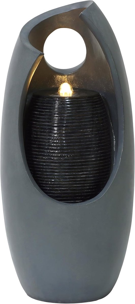 Tuinfontein Waterfall - Cement Grijs - Met LED Verlichting - Creëert een rustgevende sfeer - SnelShoppen