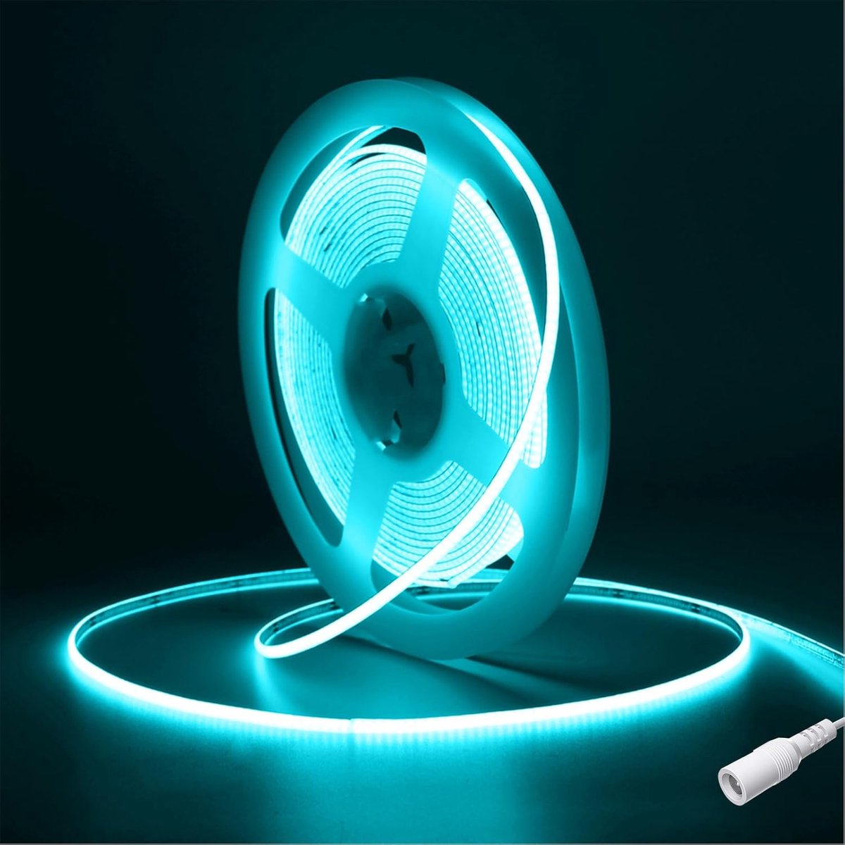 COB LED Strip 5M,Fosingut Ledstrip licht IJsblauw 4mm,480LEDs/m CRI90+ Super Heldere Flexibel COB LED Lint voor TV,Slaapkamer,Keuken,Kast,Auto,DIY Decor,Commercieel(Enig COB-ledband)