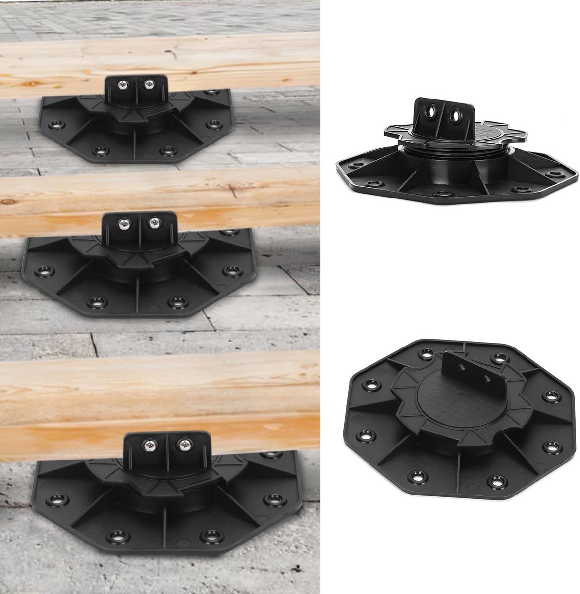 20 stuks stellagers, in hoogte verstelbaar, stelvoet 18-30 mm, plaatlagers, stellagers voor terrasplanken, onderconstructie hout, WPC en steen, draagvermogen van 600 kg