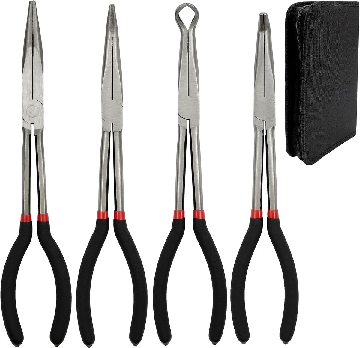 Langneus tangen set 4-delig - Recht/45°/90°/Cirkel - Duurzaam staal - Precisie grip voor veelzijdig gebruik - ShopVlot