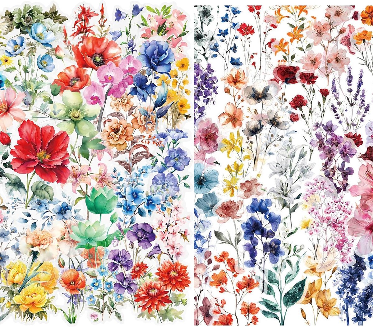 bloemenstickers 100 stuks - transparant vinyl - waterdicht - voor scrapbooking - ShopVlot