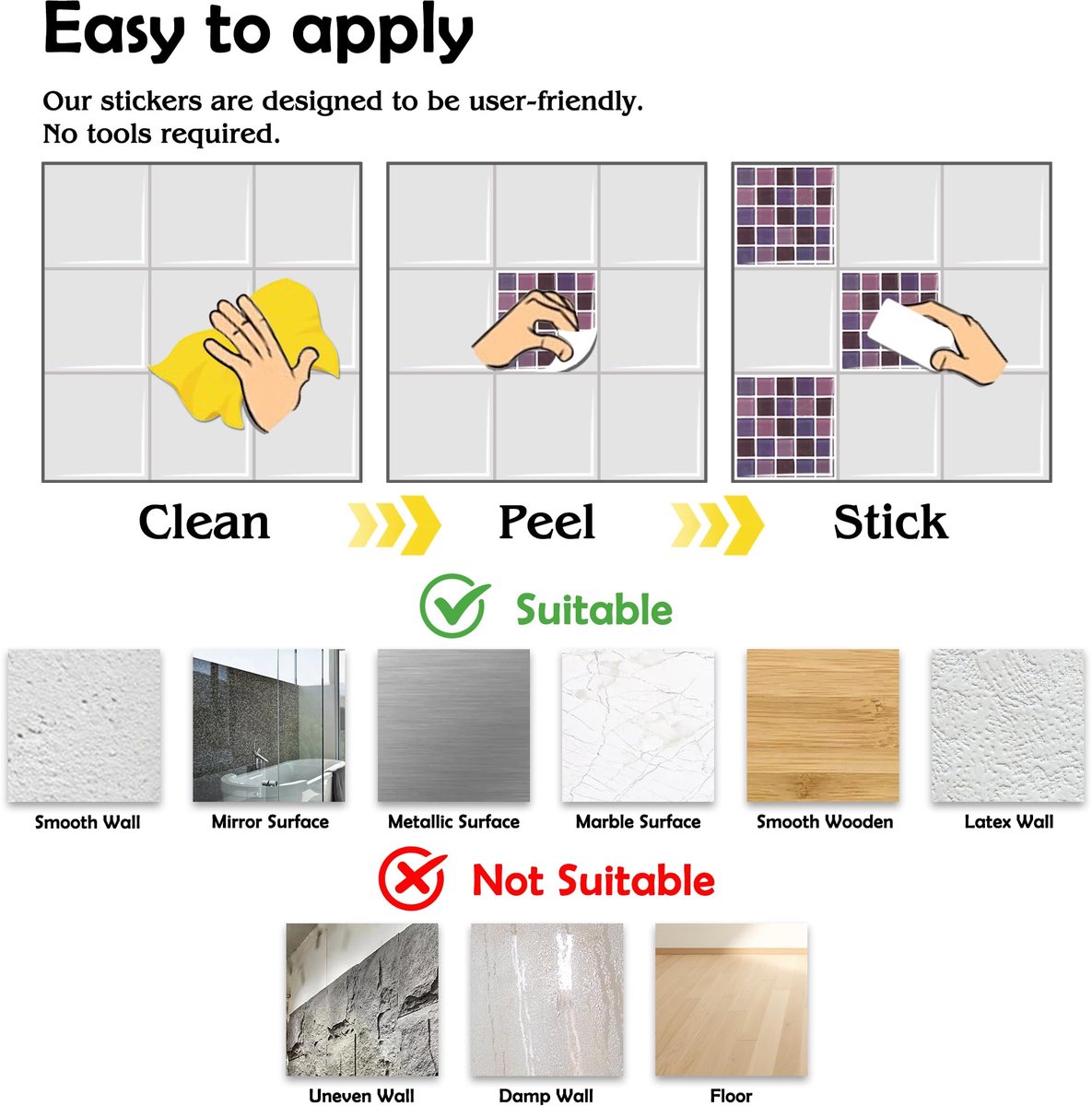 Tegelstickers 20PCS 10x10 cm - Zelfklevend PVC - Waterbestendig Backsplash - Ideaal voor keuken of woonkamer - ShopVlot
