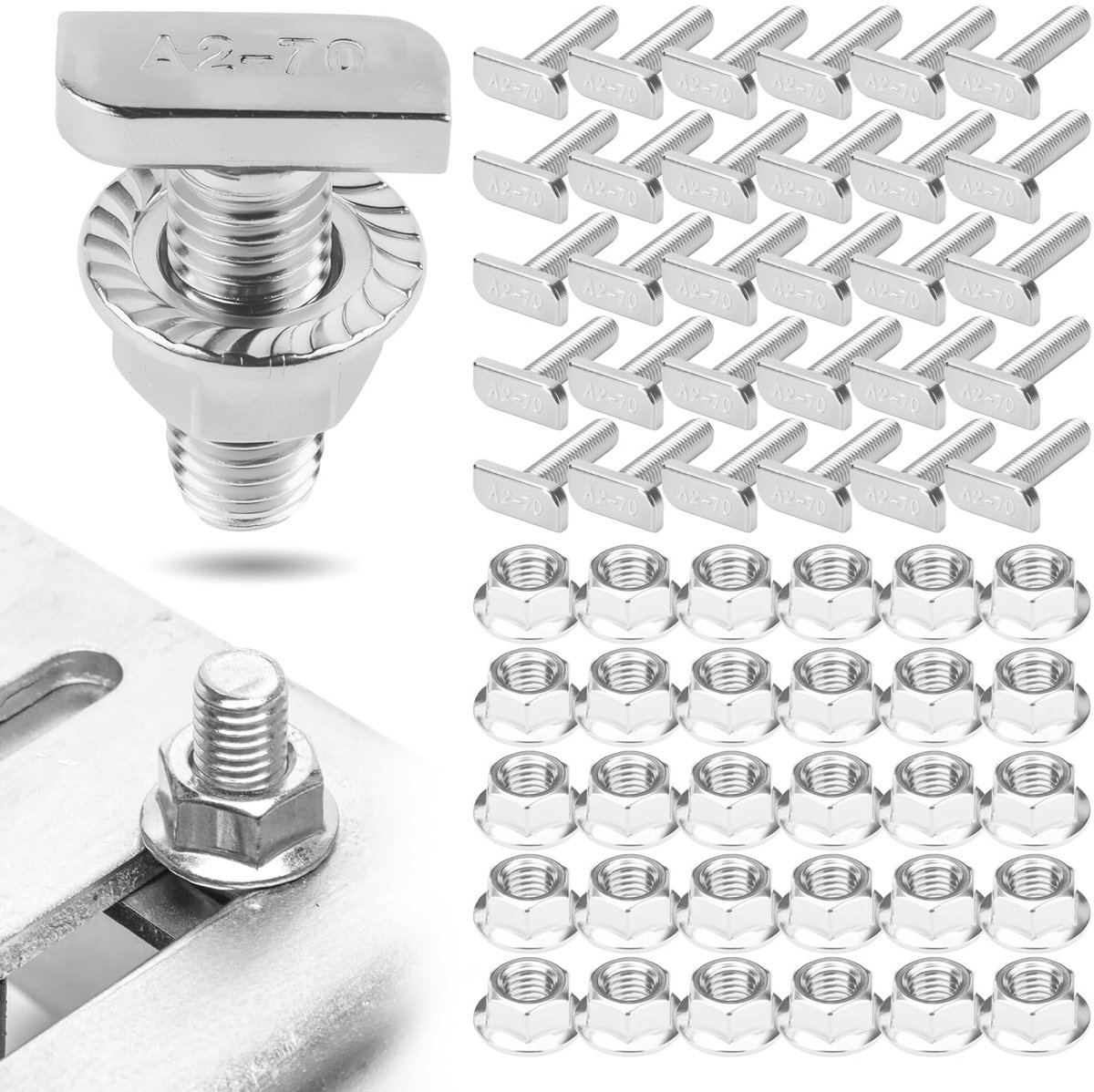 Hamerkopschroeven 20 mm M8 - Roestvrij staal - Hoge temperatuurbestendigheid - Voor fotovoltaïsche installatie - ShopVlot