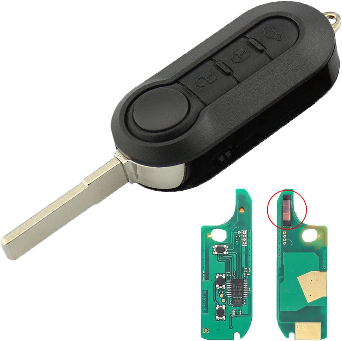 Autosleutel 3 Knoppen 433Mhz - PCF7946 Chip - Voor Fiat 500/Doblo/500L - Betrouwbare toegang - ShopVlot