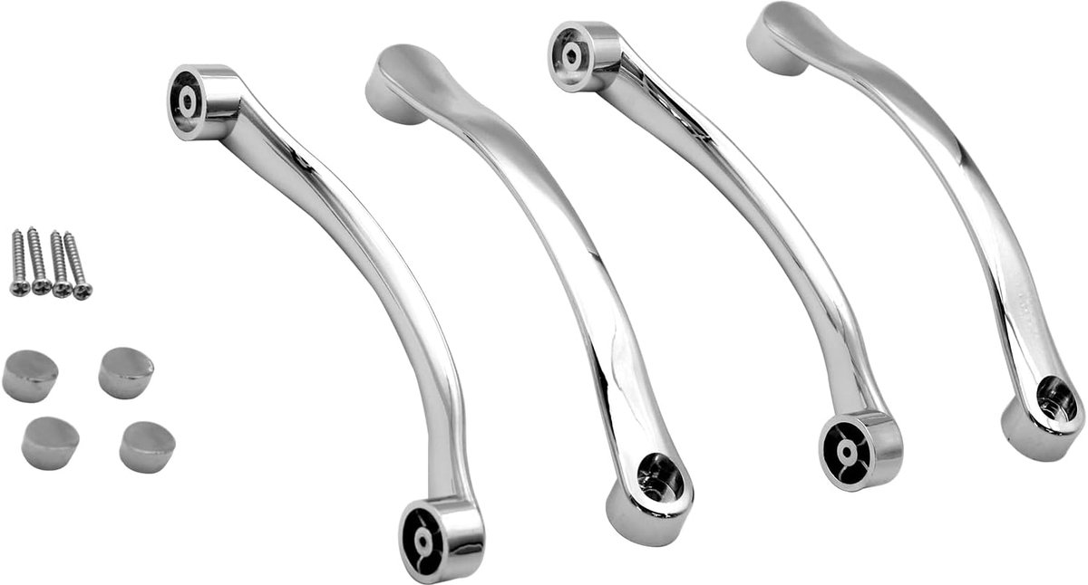 2 Pair 140mm Hole to Hole Chrome ABS Shower Door Handles Curved Glass Door Pull Handle for Shower Cabin Room Cabin - ShopVlot