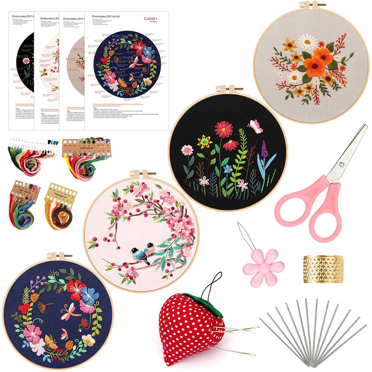 DIY Borduurpakket - 4 Patronen & Complete Set
