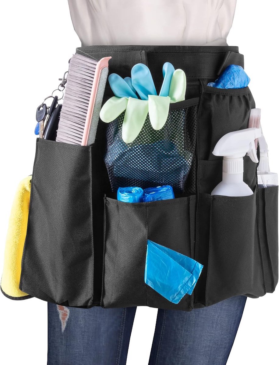 Schoonmaakschort met 9 zakken - Professionele werkschort - Waterafstotend materiaal - Ideaal voor huishoudelijke dienst - ShopVlot