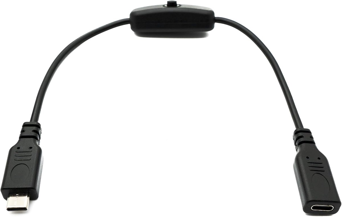 USB 3.1 kabel 30cm Type C plug - zwart - met aan/uit schakelaar - ideaal voor stroomvoorziening - ShopVlot