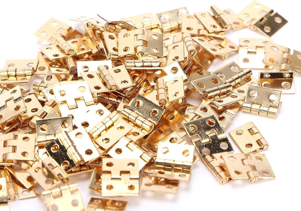 Miniatuur Deurtje Hengen 8 x 10mm - Messing - Retro Design - Voor Houten Sieradenboxen - ShopVlot