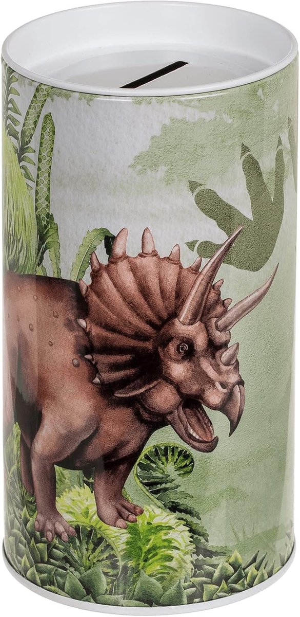 Spaarpot dinosaurussen triceratops - blikken spaarpot met deksel - multifunctionele potlooddoos - ideaal voor kinderen - ShopVlot