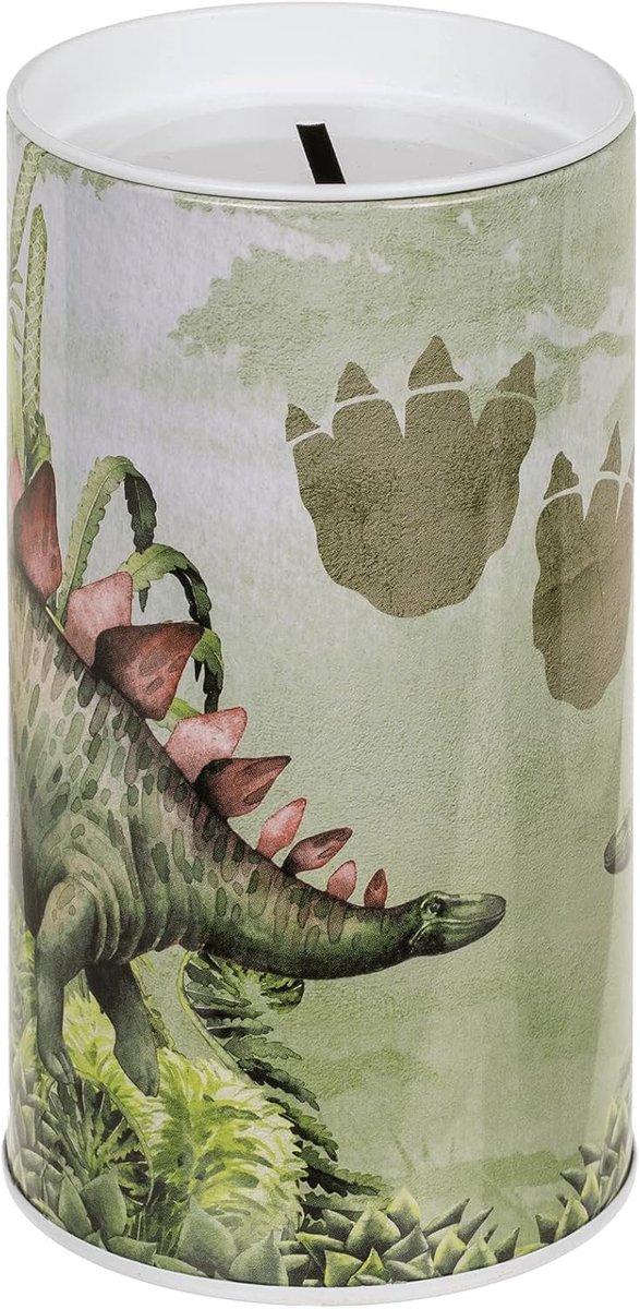 Spaarpot kinderen stegosaurus - blikken spaarpot met deksel - multifunctioneel - ook als potlooddoos te gebruiken - ShopVlot