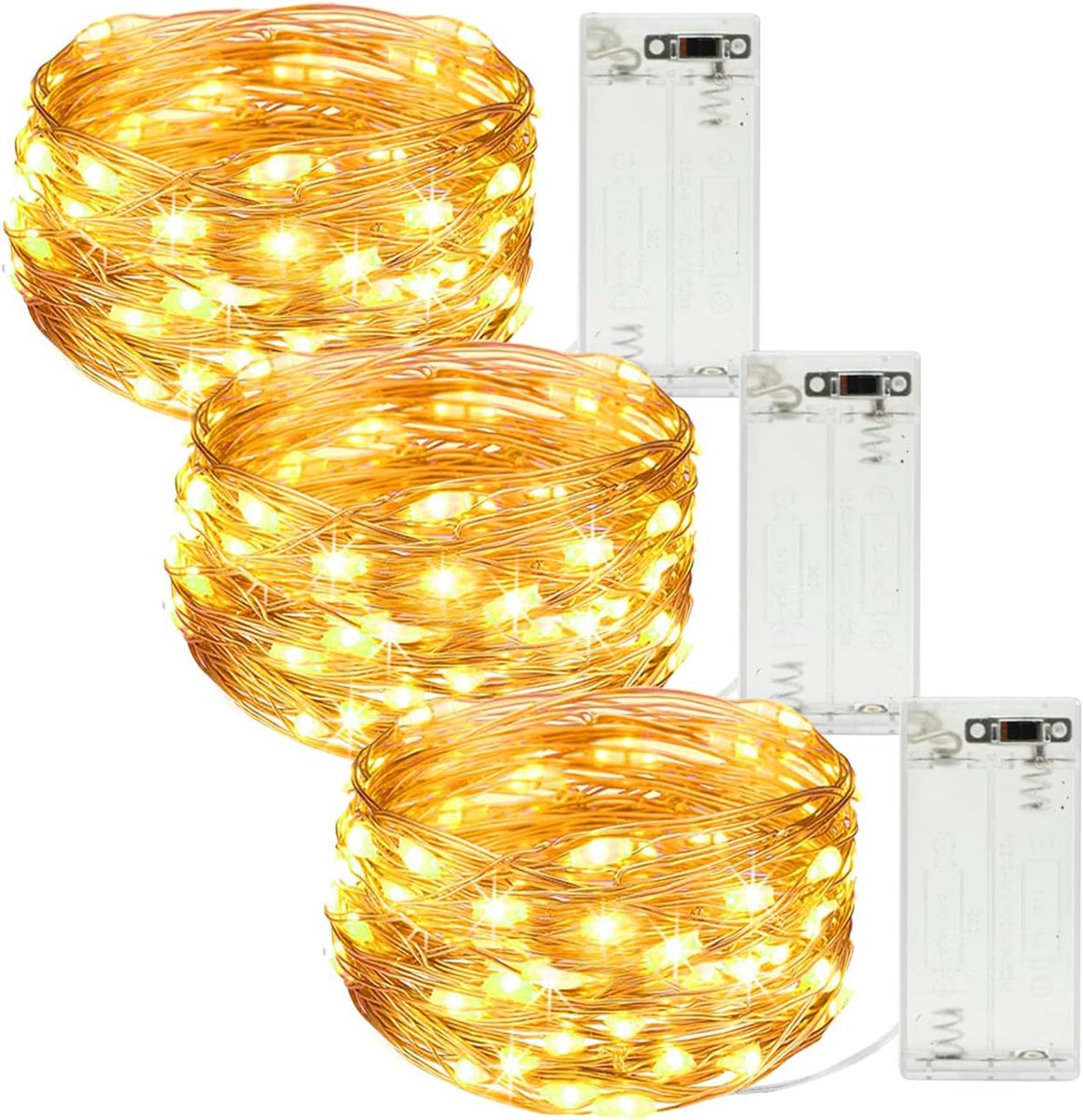 Led-lichtsnoer 5 m - batterij - warm wit - ideaal voor feestdecoratie - ShopVlot
