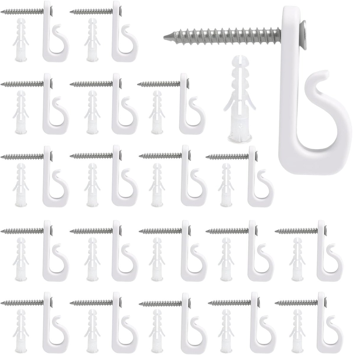 Ceiling hooks set van 20 - witte schroefhaken - stevige bevestiging - ideaal voor lampen en verlichting - ShopVlot