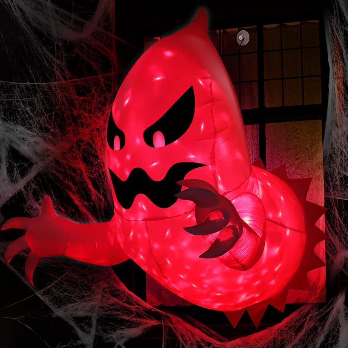 Opblaasbare geest 137 cm - Halloween decoratie - Roterende LED - Griezelige raamversiering - ShopVlot