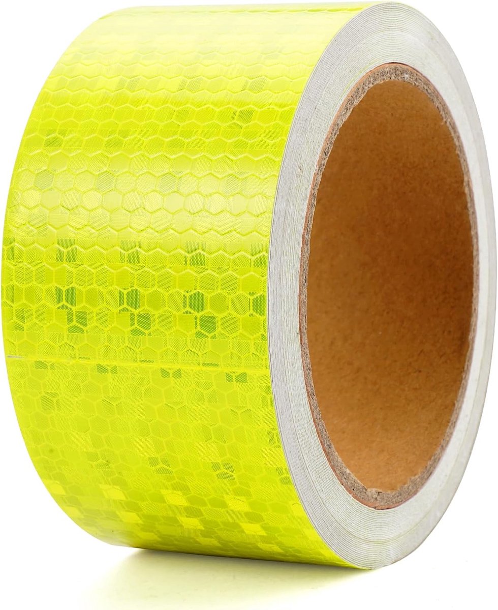 Reflectietape 5cm x 10m - Geel - Waterbestendig - Verbeter zichtbaarheid van voertuigen - ShopVlot